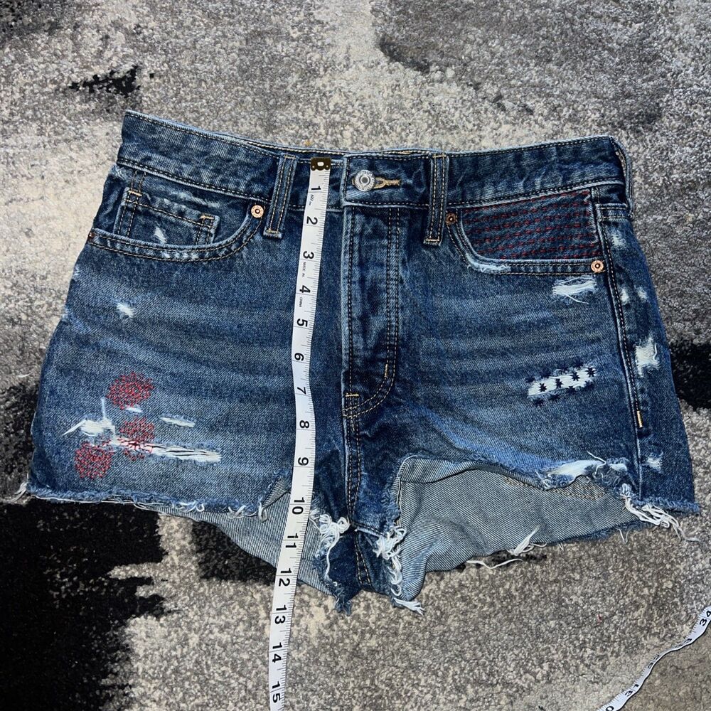 Old Navy Womens 4 O.G Shorts High Rise Cutoffs Denim U.S.A Theme
